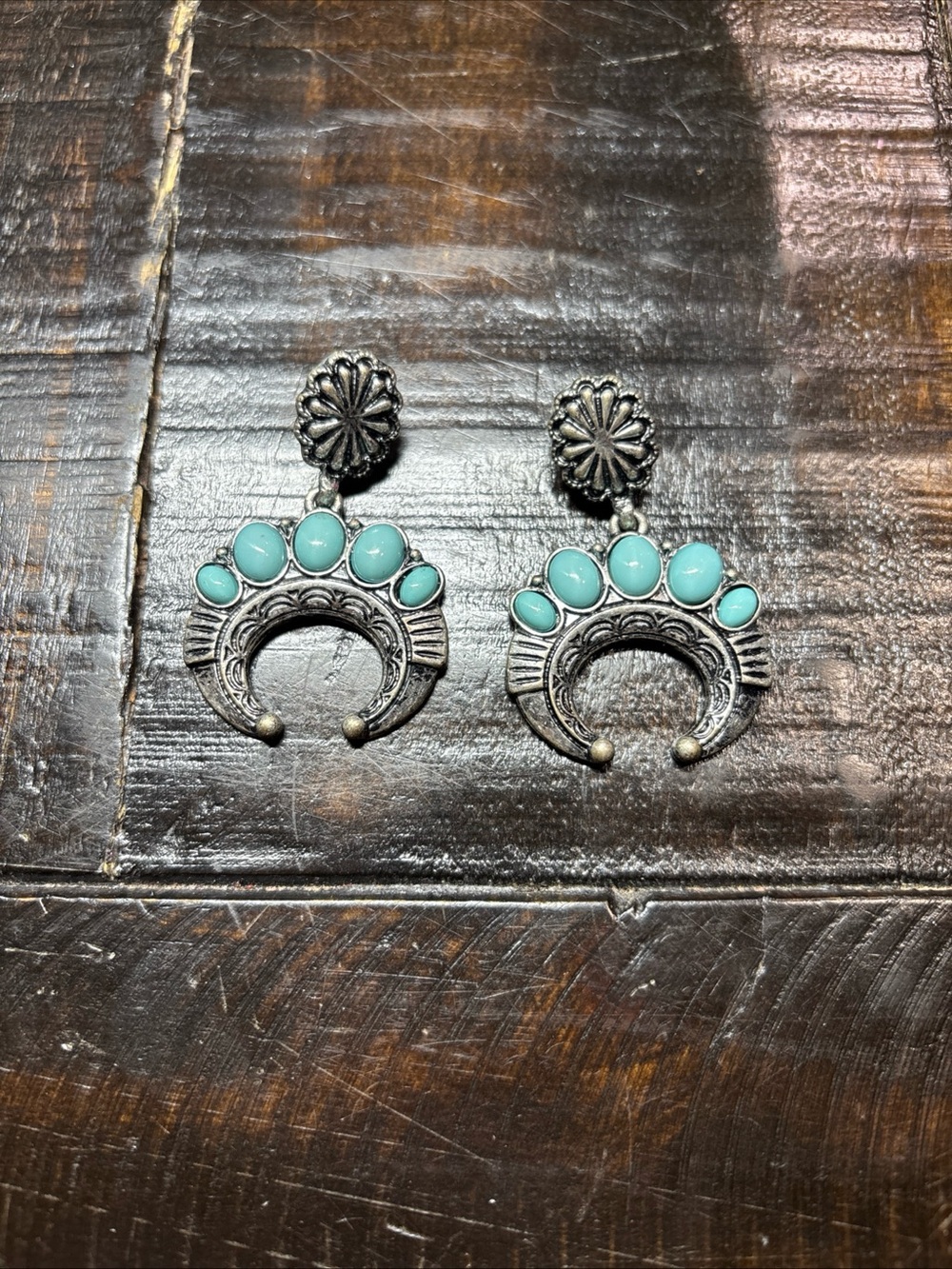 Southwest Inspired Faux Turquoise Stone Drop Earrings - Women Jewelry